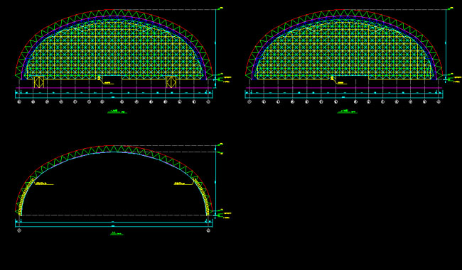 莱芜跨度110米，拱高35_7米煤棚网架